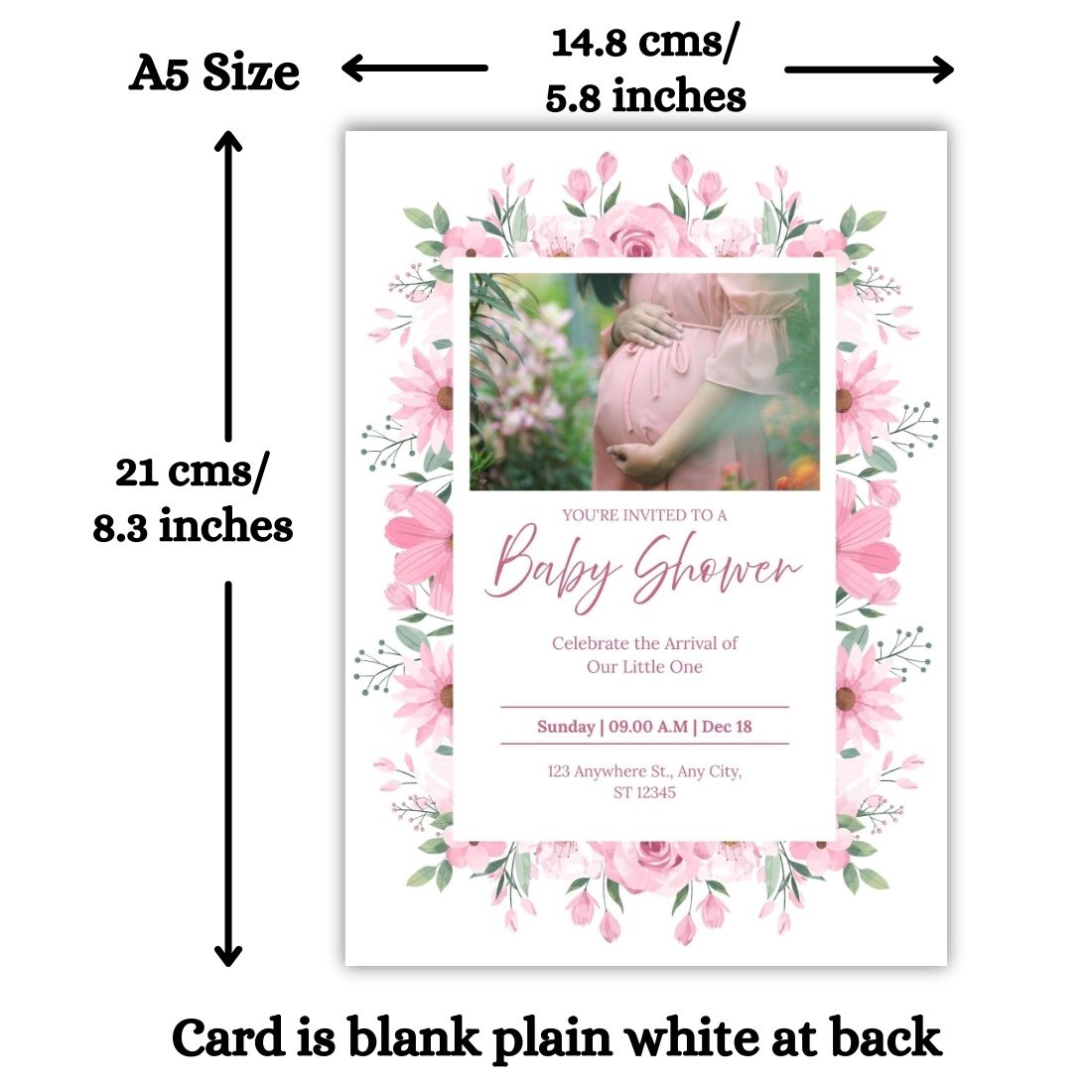Customised Baby Shower Ceremony Photo Invitation Cards Pack of 12 with Envelopes