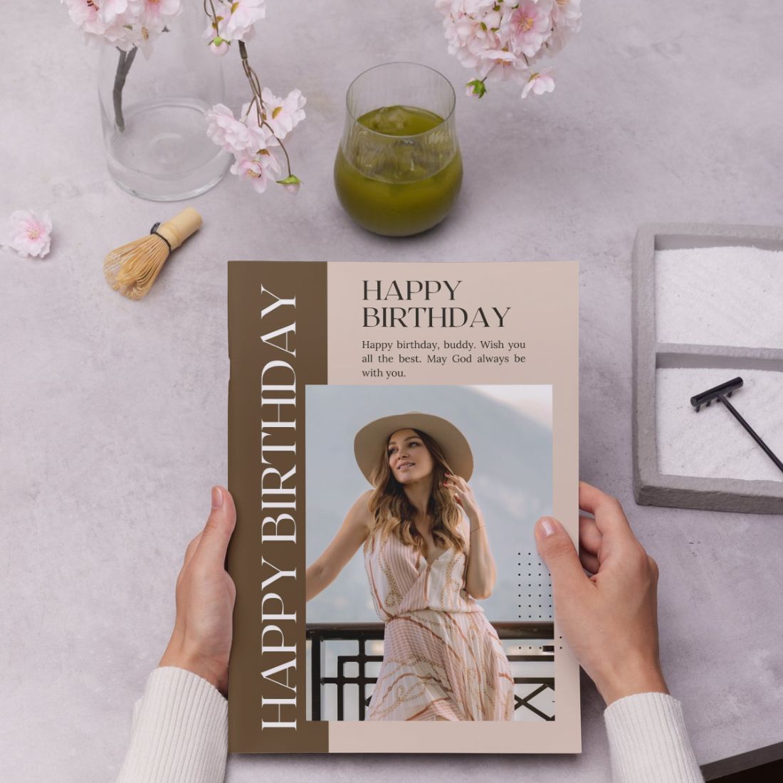 Photo Birthday Greeting Card with Inside Custom Text