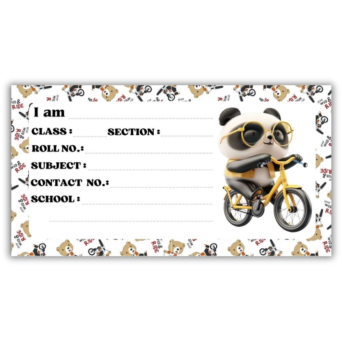 Kids Name Slips Cartoon Printed - Pack of 36 - Self Fill in