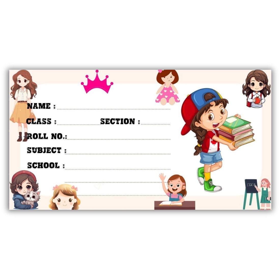 Kids Name Slips Cartoon Printed - Pack of 36 - Self Fill in