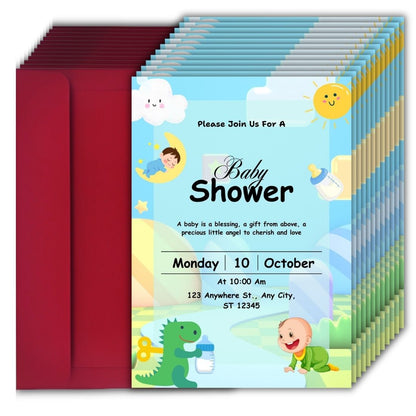 Customised Baby Shower Ceremony Invitation Cards Pack of 12 with Envelopes