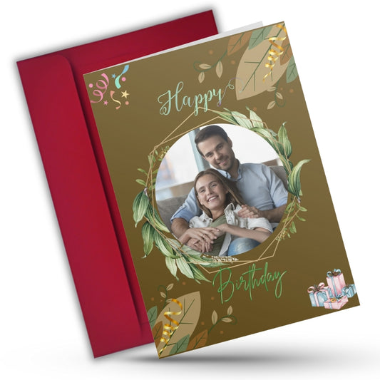 Birthday Greeting Card with Photo for Husband Hubby Boyfirend | Preprinted Inside Message