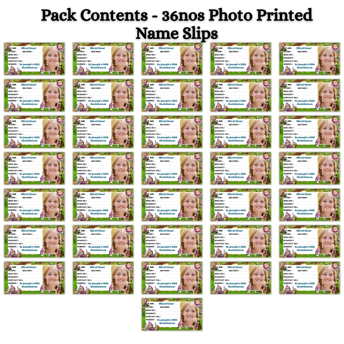 Kids Photo Name Slips Pack of 36