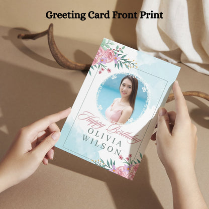 Photo Birthday Greeting Card with Inside Custom Text