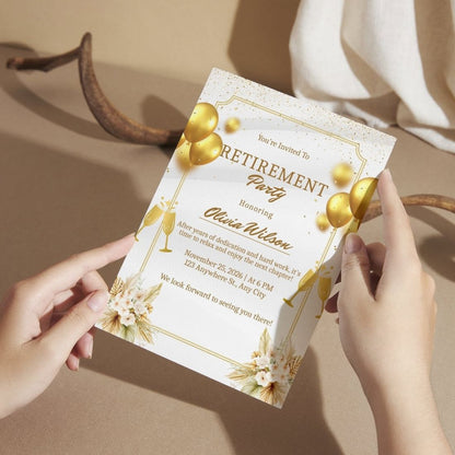 Customised Retirement Farewell Party Invitation Cards Pack of 12 with Envelopes
