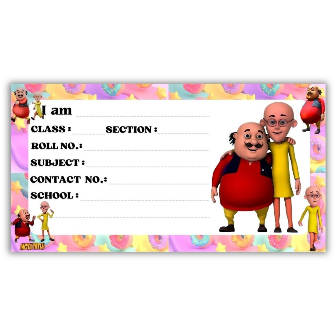 Kids Name Slips Cartoon Printed - Pack of 36 - Self Fill in