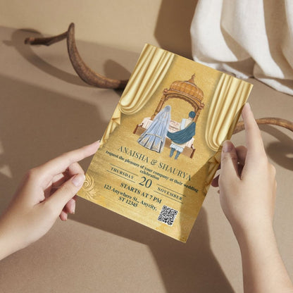 Custom Wedding Invitation Cards with Envelopes | Pack of 12 | One side Printed