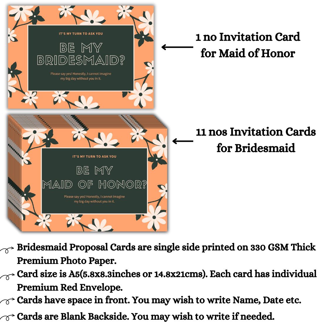 Bridesmaid Proposal Invitation Cards 5.8x8.3inch | Wedding Invite